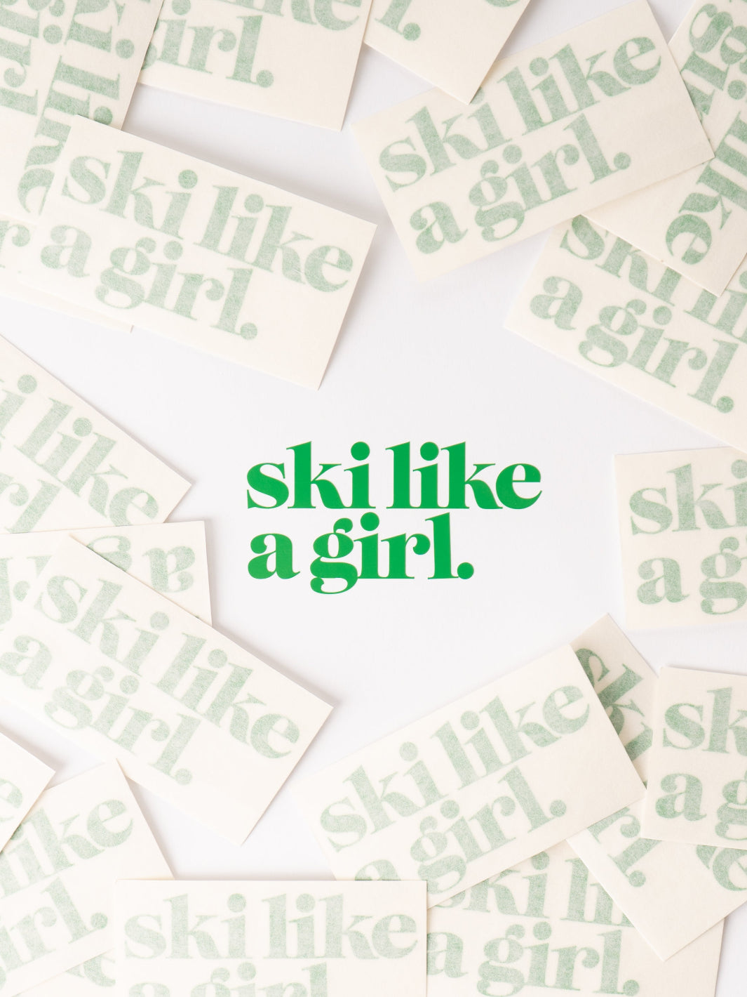 Ski Like A Girl Green Sticker