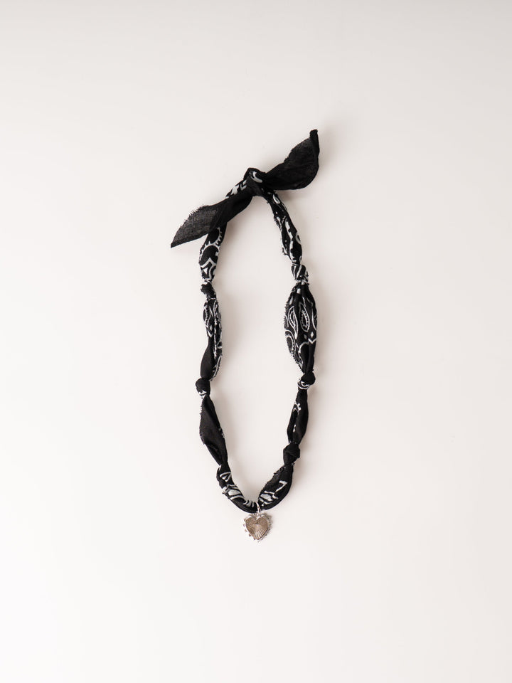 Black Silver Sunburst Bandana Necklace