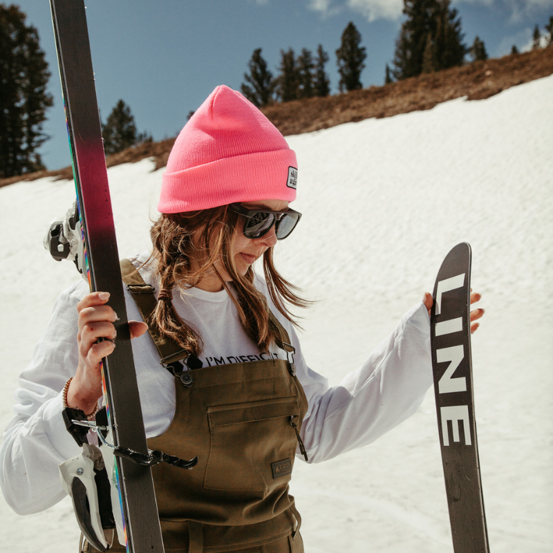 Pink Ski Like a Girl Beanie - Heyday