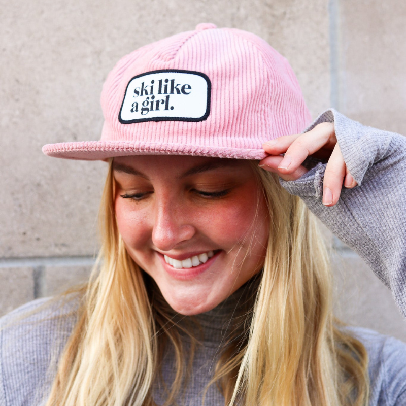 Pink Corduroy Ski Like a Girl Beanie - Heyday
