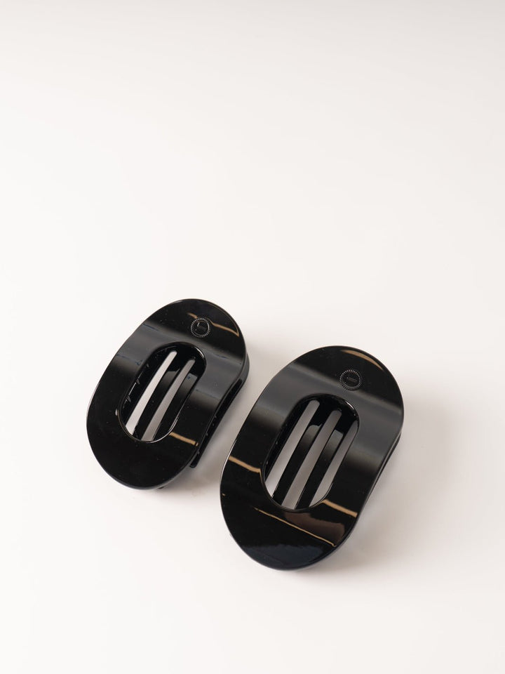 Black Round Medium Flat Claw Clip - Heyday
