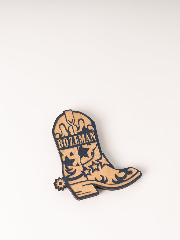 Blue Cowboy Boot Wood Magnet - Heyday
