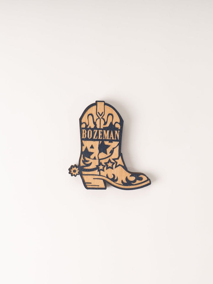 Blue Cowboy Boot Wood Magnet - Heyday