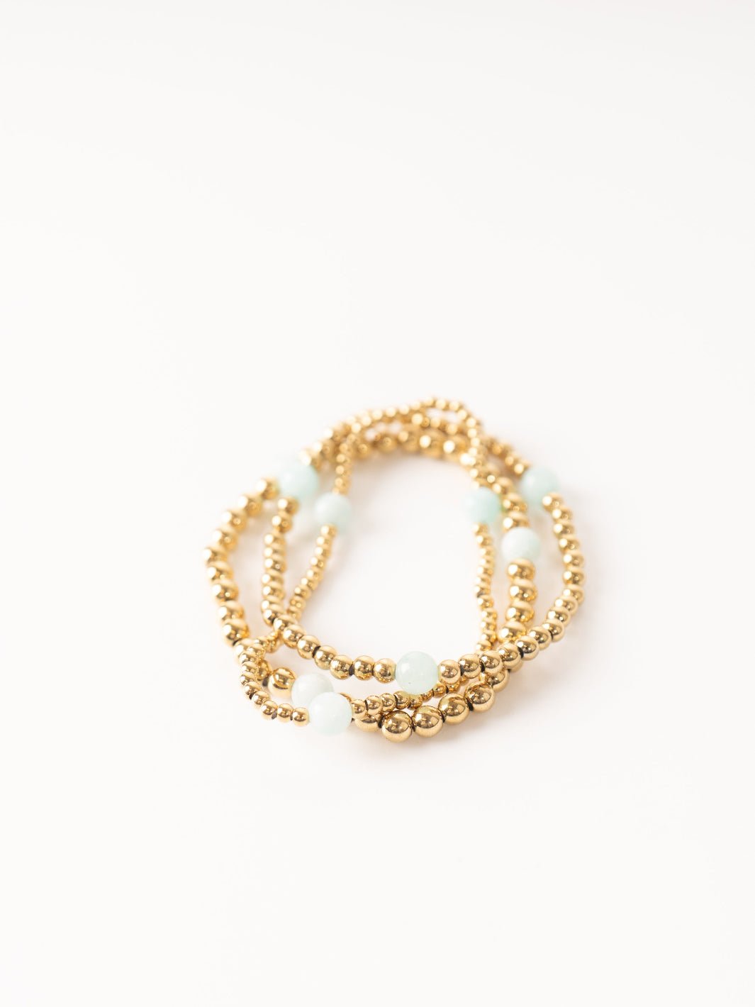 Gold Ball Stacking Bracelet Set with Amazonite - Heyday