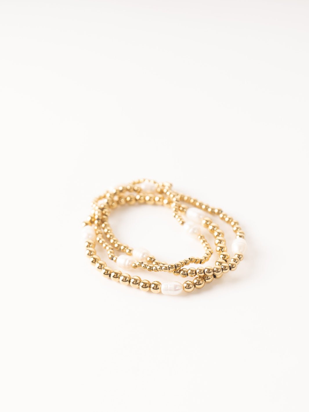 Gold Ball Stacking Bracelet Set with Pearls - Heyday