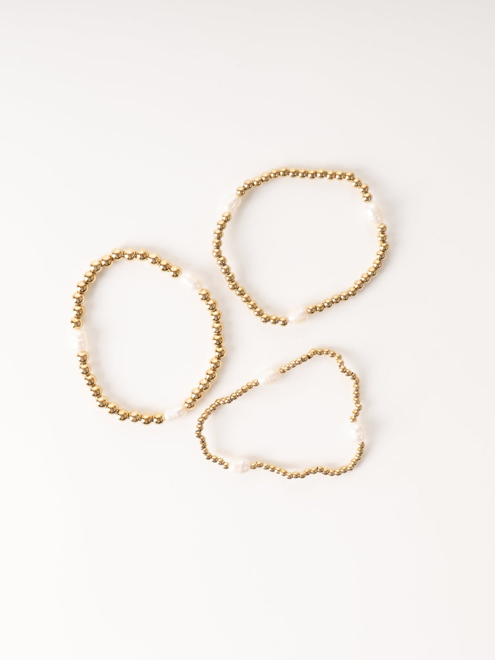 Gold Ball Stacking Bracelet Set with Pearls - Heyday
