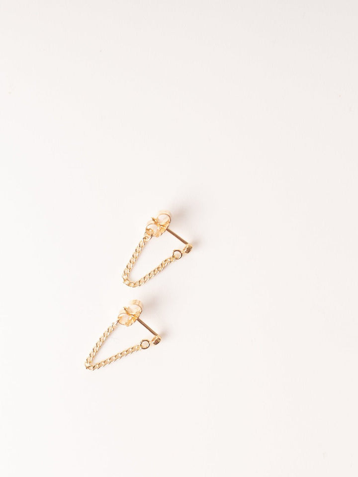 Gold Solitaire Chain Earrings - Heyday