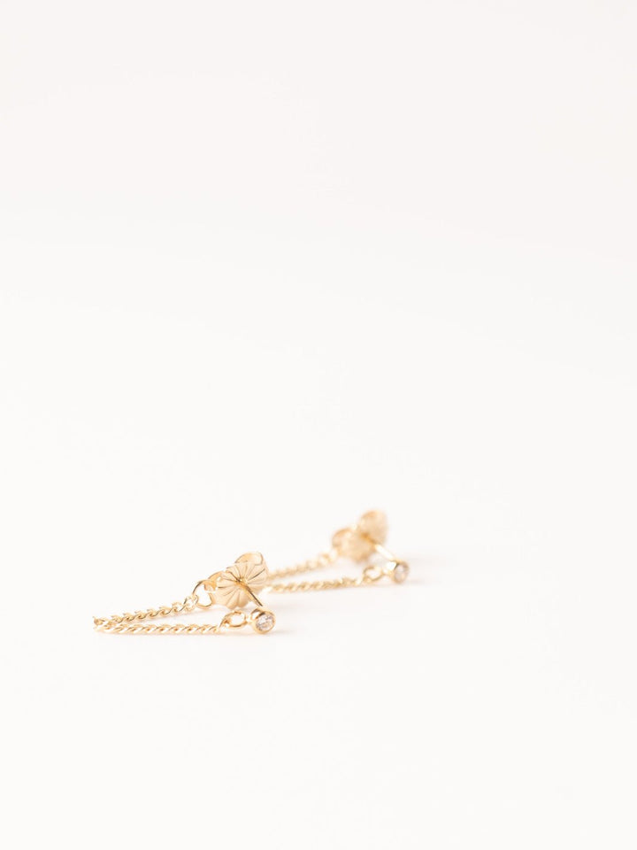 Gold Solitaire Chain Earrings - Heyday