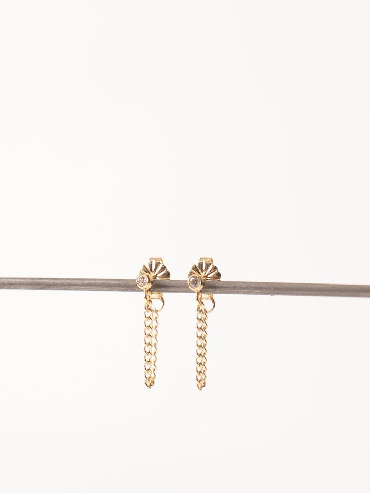 Gold Solitaire Chain Earrings - Heyday