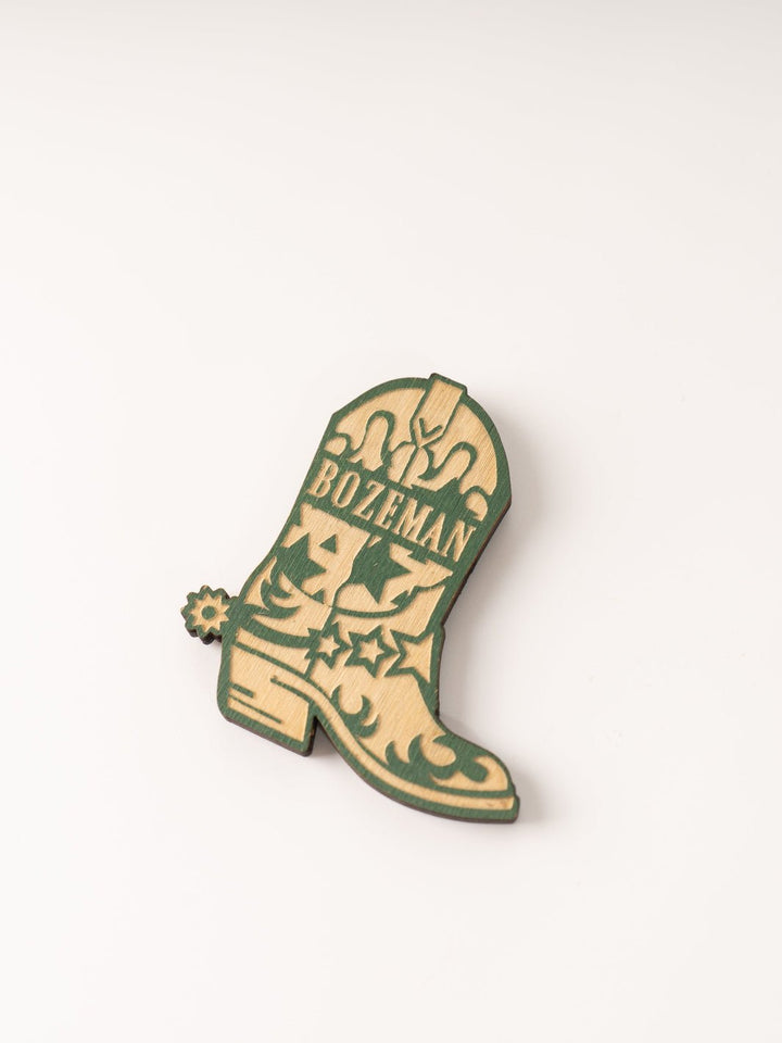 Green Cowboy Boot Wood Magnet - Heyday