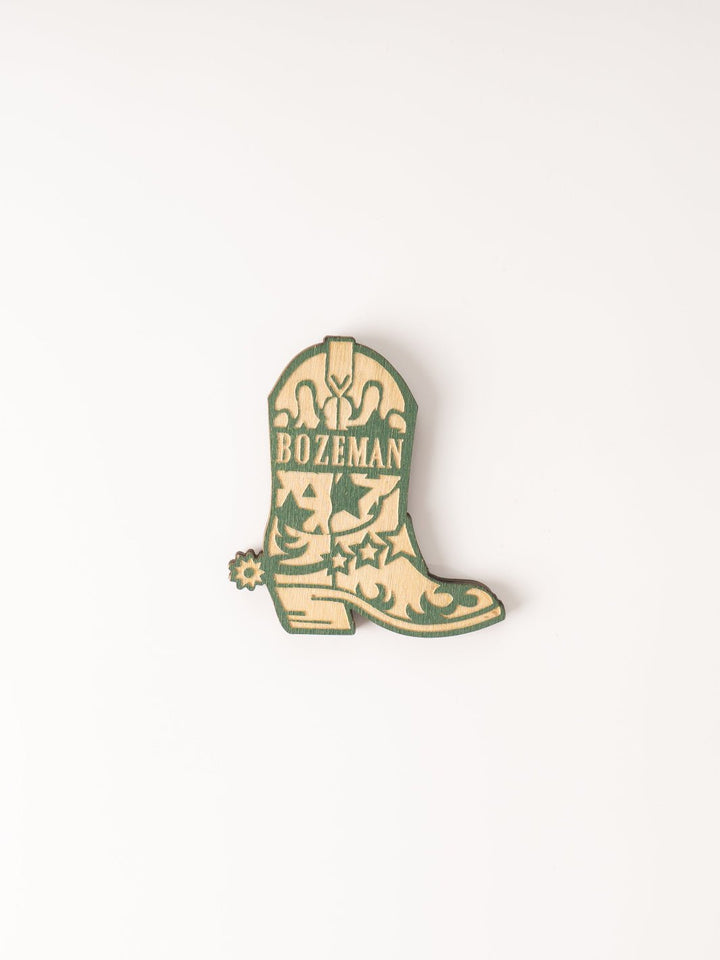 Green Cowboy Boot Wood Magnet - Heyday