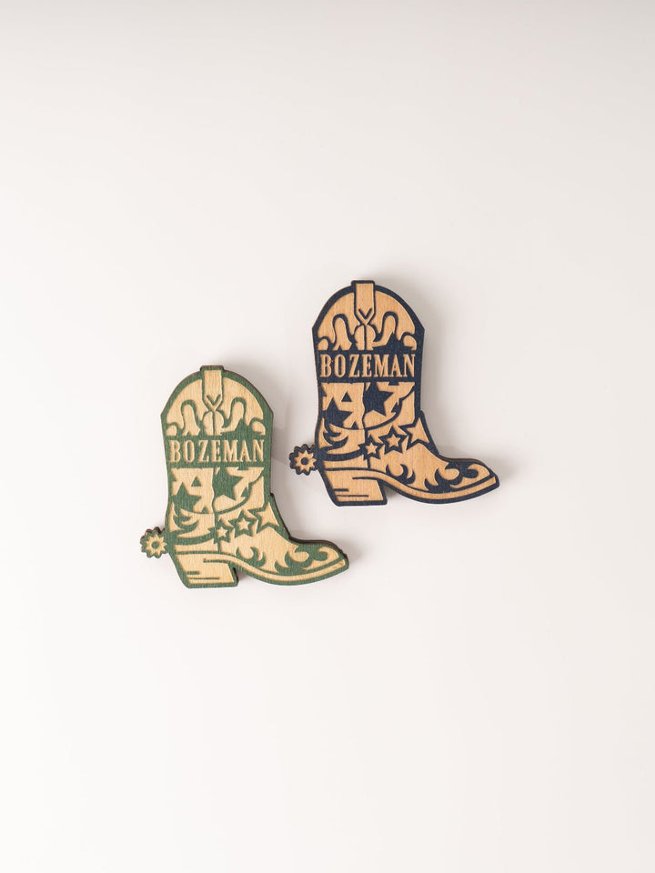 Green Cowboy Boot Wood Magnet - Heyday
