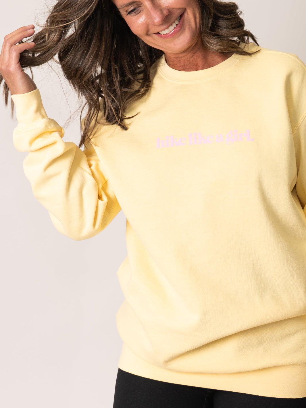 Hike Like a Girl™ Women's Butter Yellow Crewneck Sweatshirt - Heyday