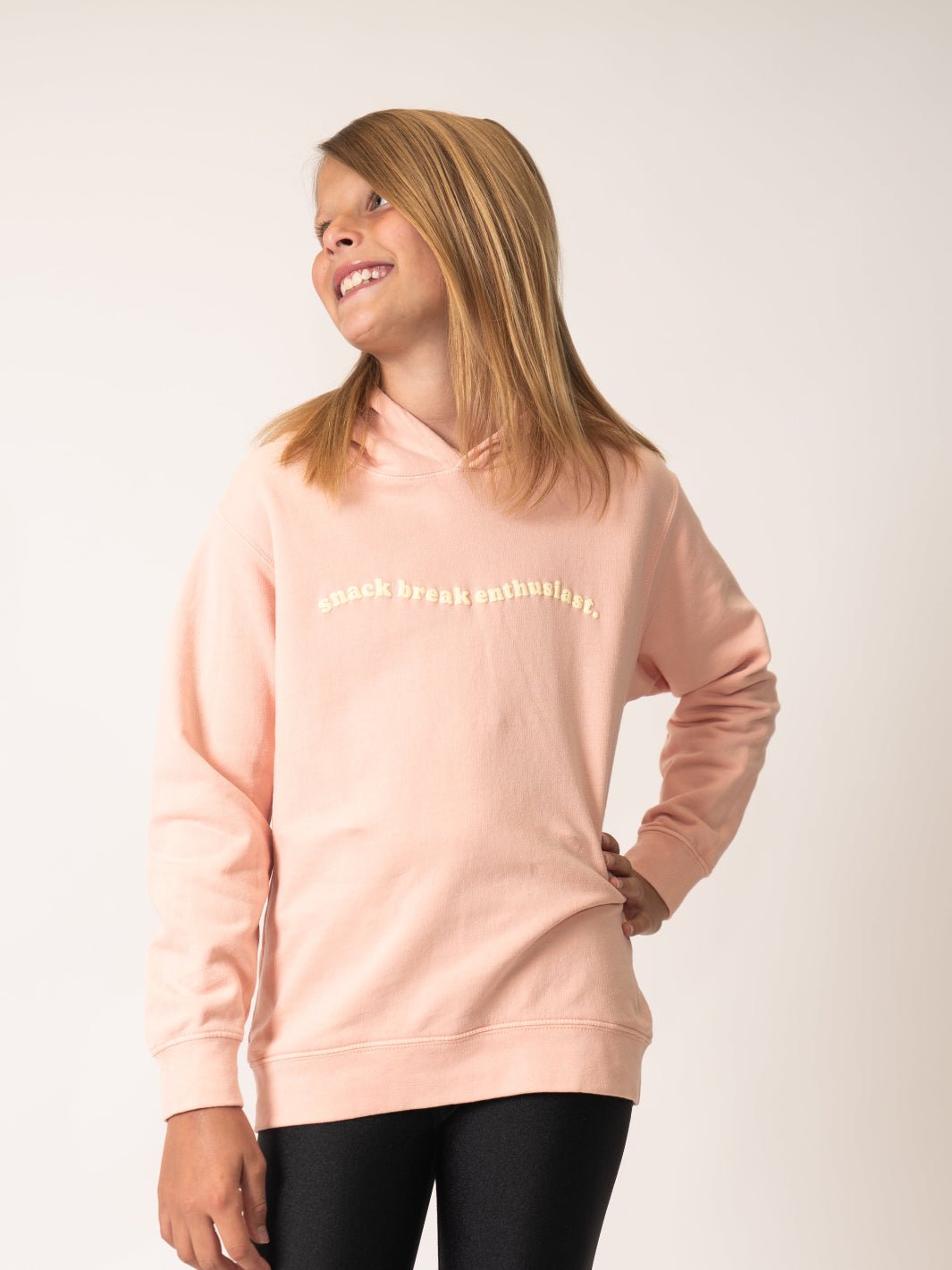Hike Like a Girl™ Youth Snack Break Enthusiast Peach Hoodie - Heyday