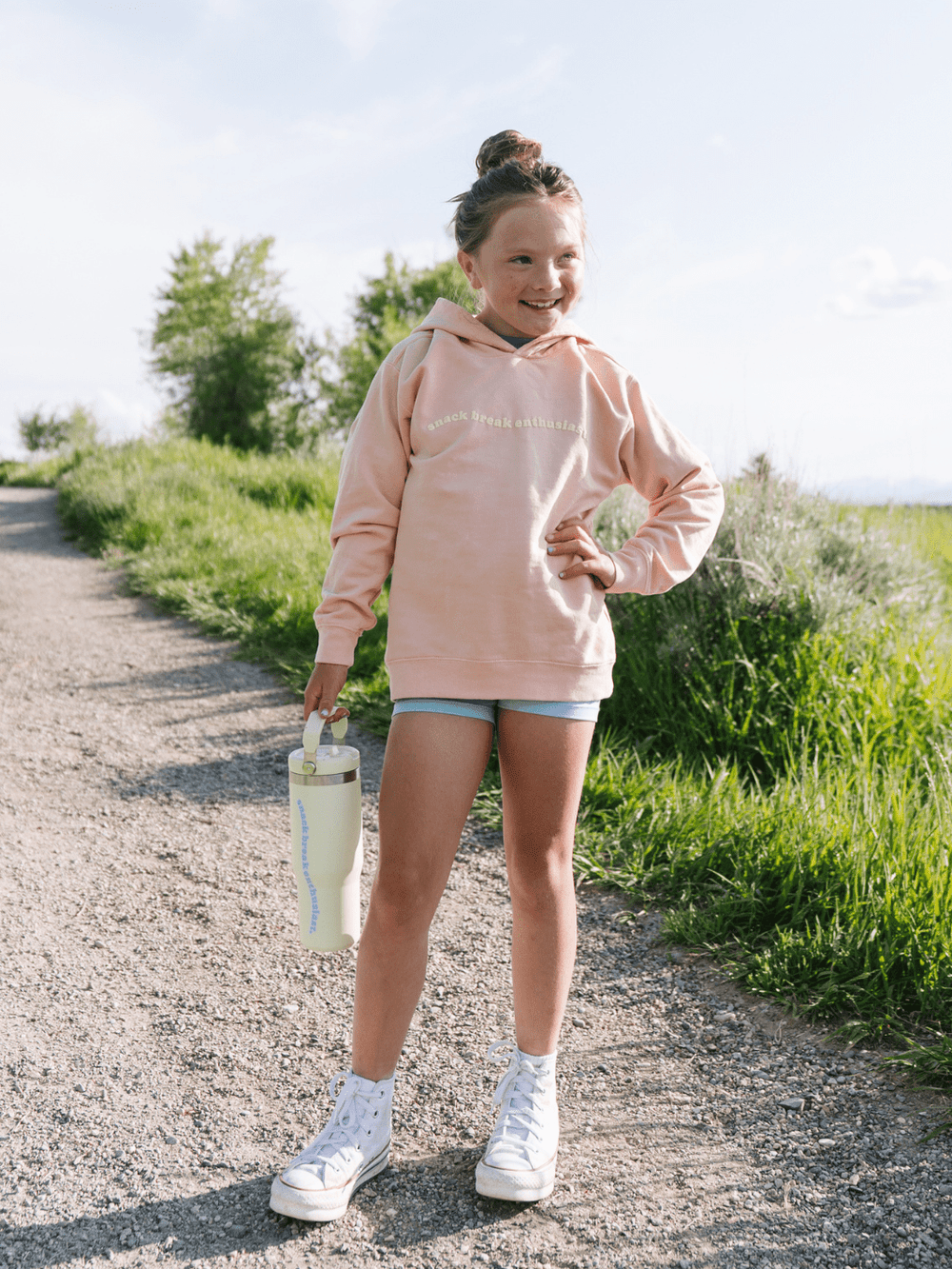 Hike Like a Girl™ Youth Snack Break Enthusiast Peach Hoodie - Heyday