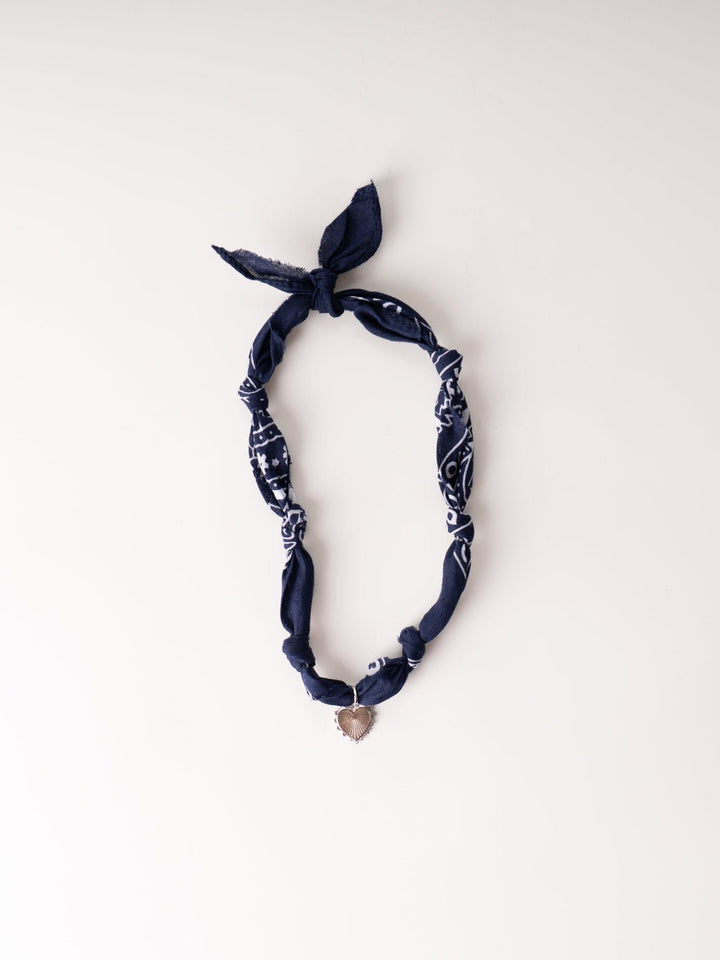Navy Silver Sunburst Bandana Necklace - Heyday