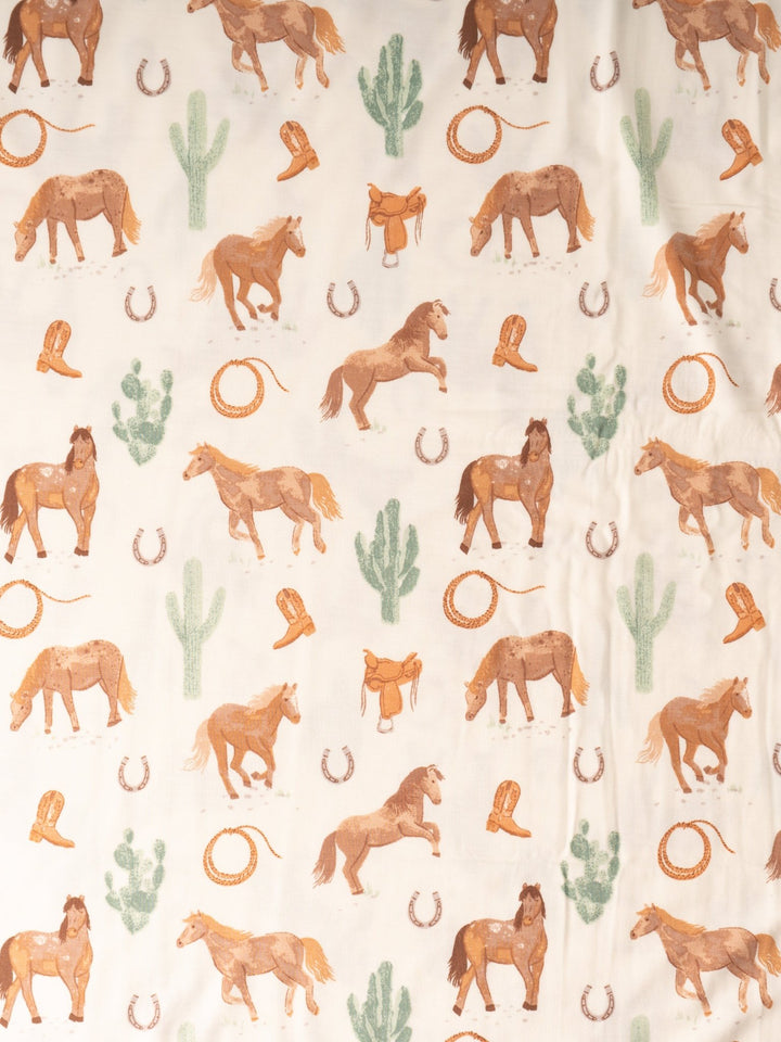 Neutral Western Horses Swaddle Blanket - Heyday