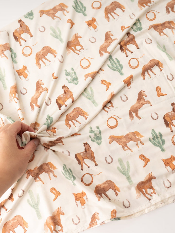 Neutral Western Horses Swaddle Blanket - Heyday