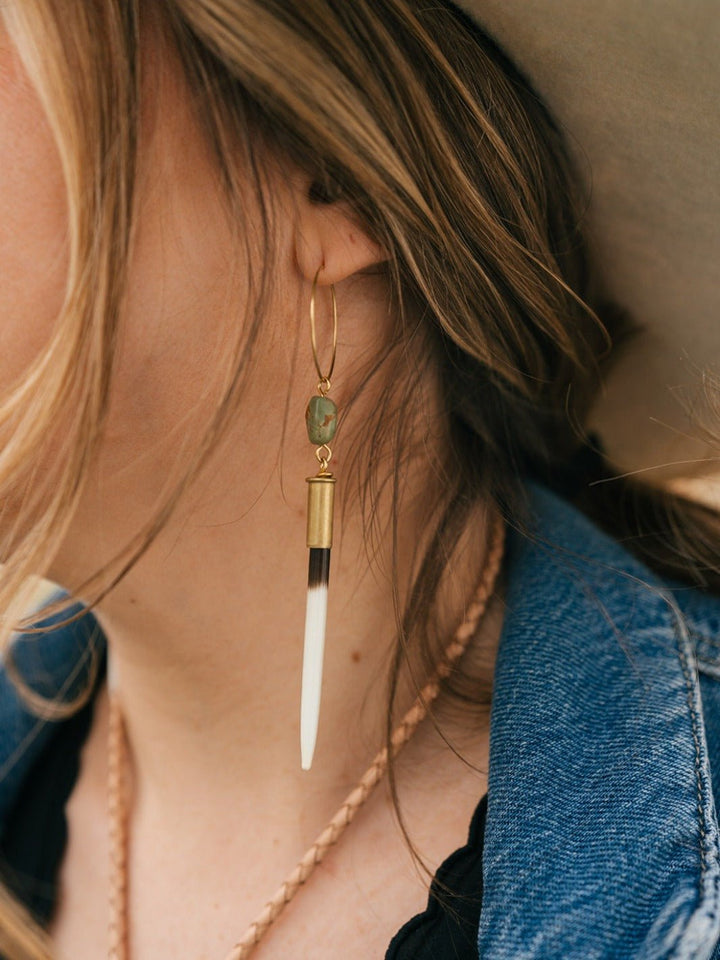 Quill + Turquoise Hoop Earrings - Heyday