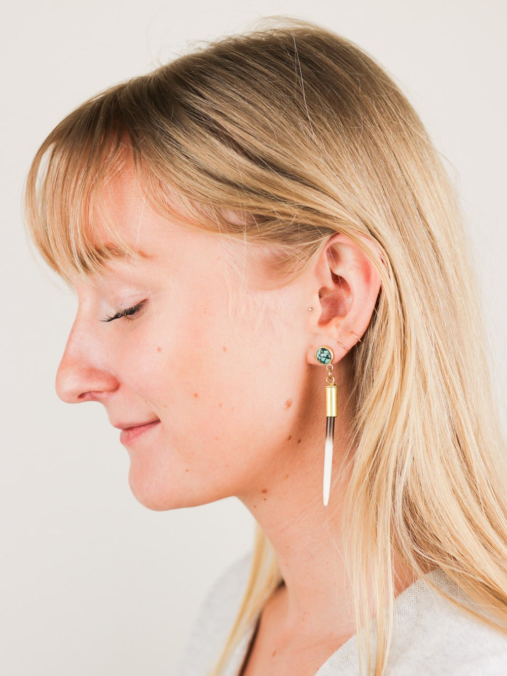 Quill + Turquoise Stud Earrings - Heyday