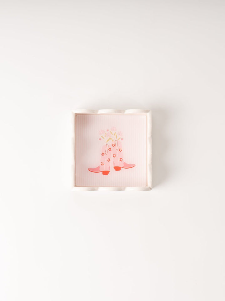 Scalloped Trinket Tray with Cowboy Boots - Heyday