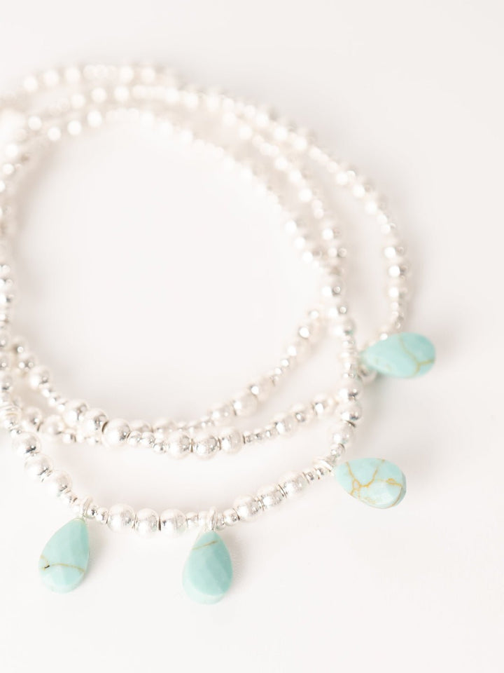 Turquoise & Silver Metal Wrap Bracelet - Heyday