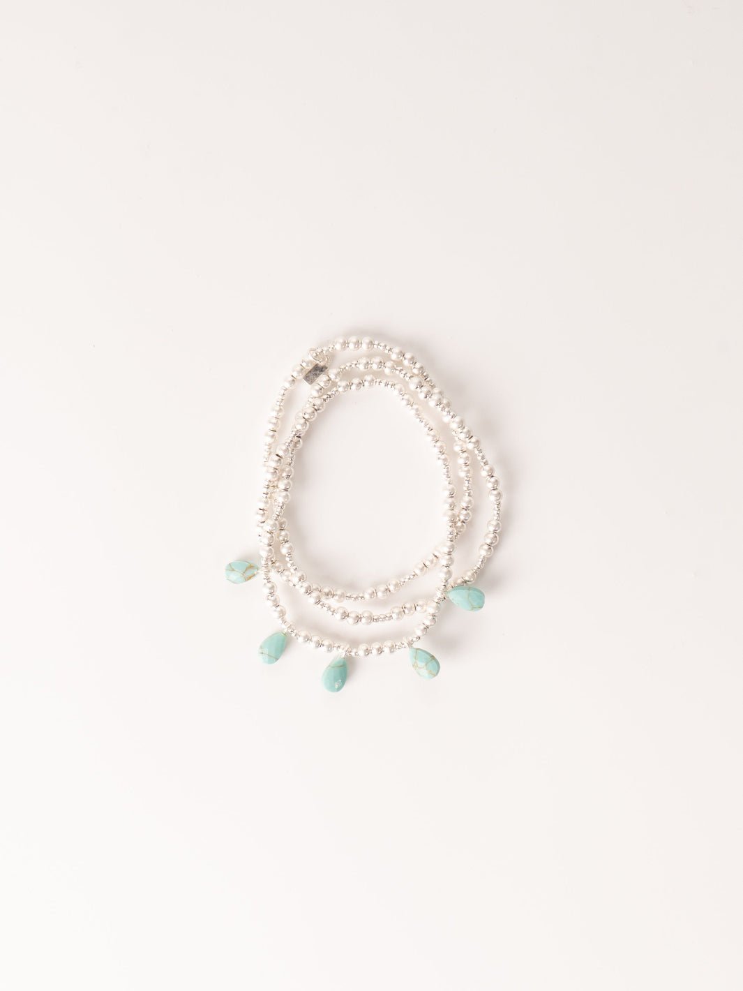 Turquoise & Silver Metal Wrap Bracelet - Heyday