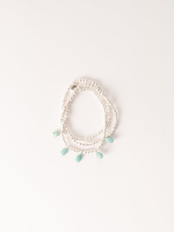 Turquoise & Silver Metal Wrap Bracelet - Heyday