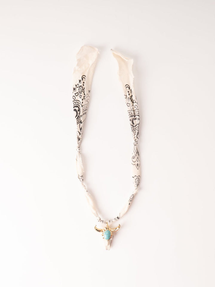 White Sundown Skull Bandana Necklace - Heyday