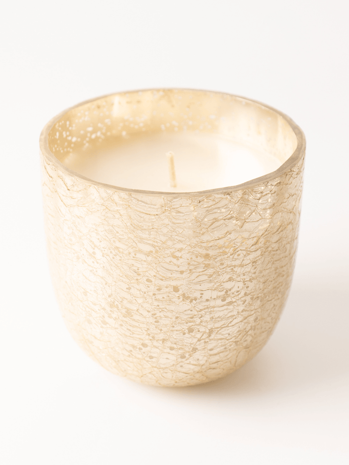 Winter White Large Crackle Glass Candle - Heyday