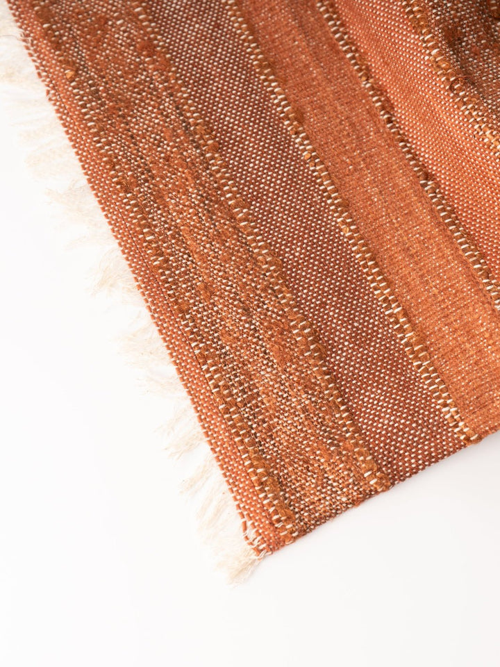 Woven Blend Slub Striped Table Runner with Frayed Edges - Heyday