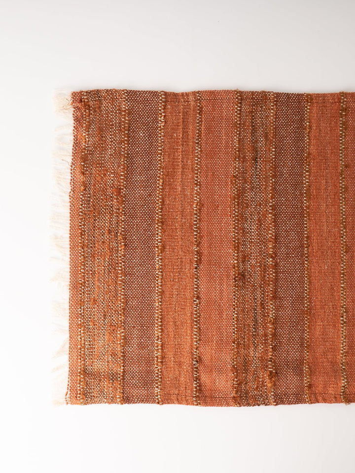 Woven Blend Slub Striped Table Runner with Frayed Edges - Heyday