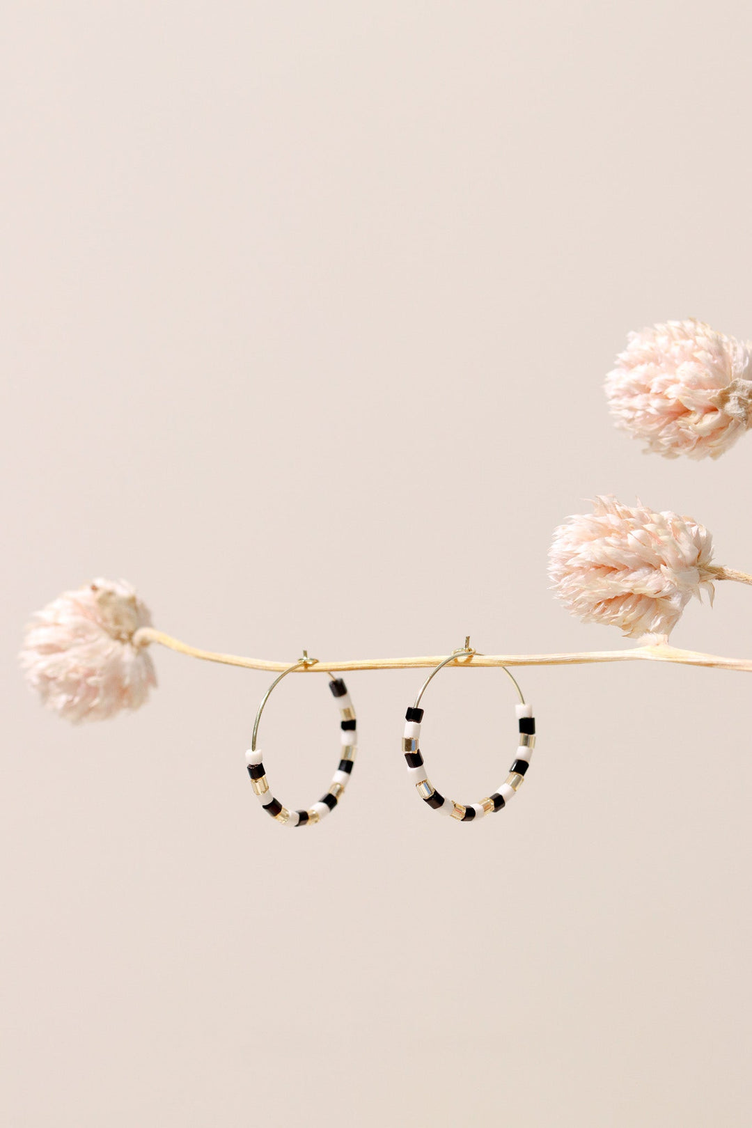 Black + Gold Petite Hoop Earrings - Heyday