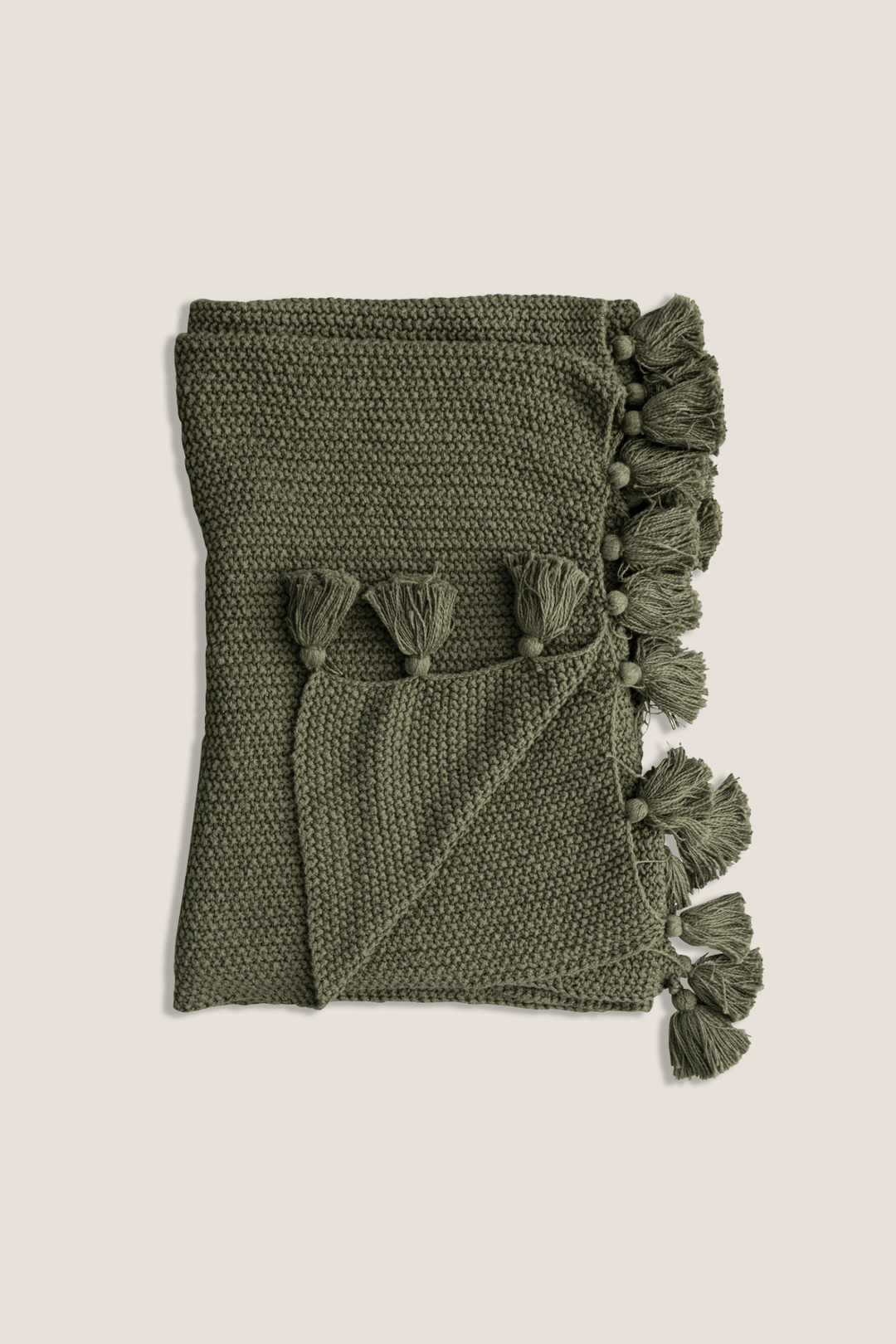 Olive Tassel Throw Blanket - Heyday
