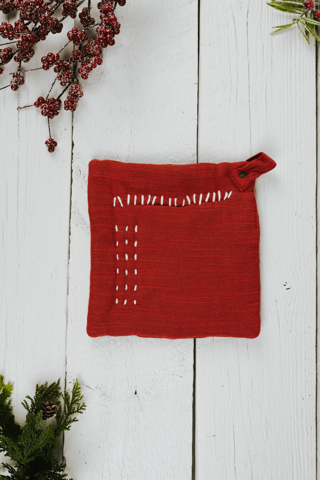 Red Embroidered Pot Holder - Heyday