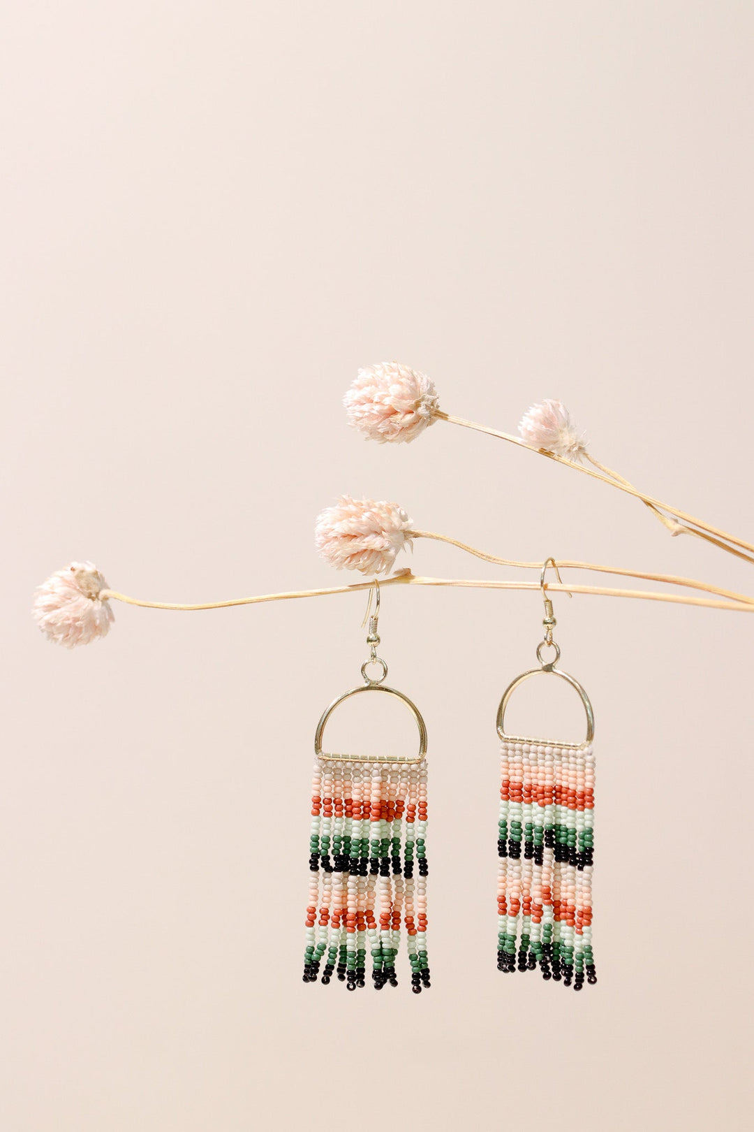 Rust + Mint + Black Arch Fringe Earrings - Heyday