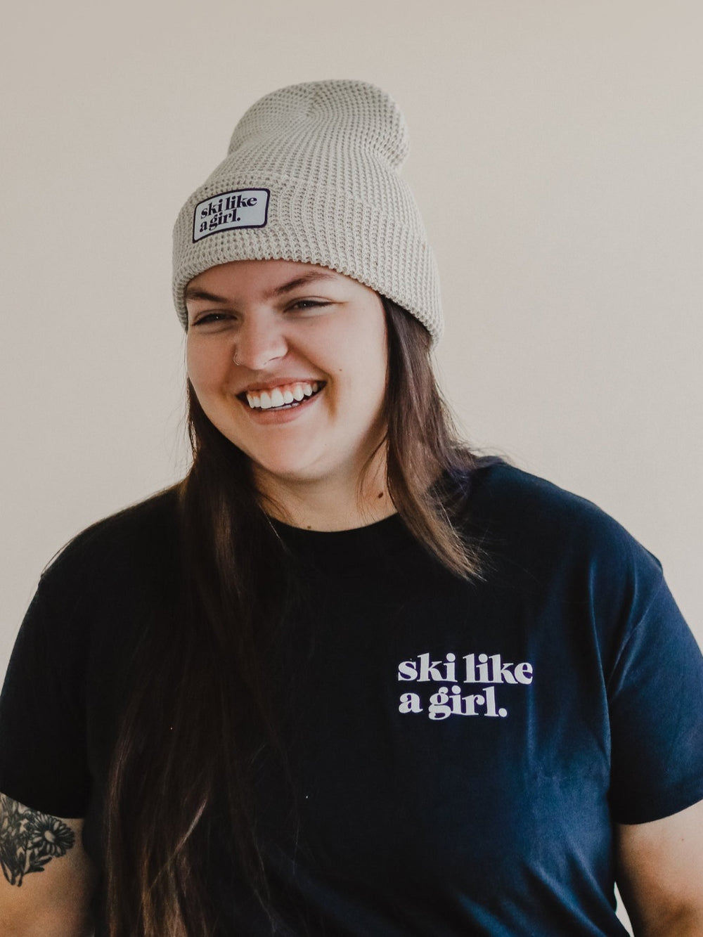 Ski like a Girl Birch Waffle Beanie - Heyday