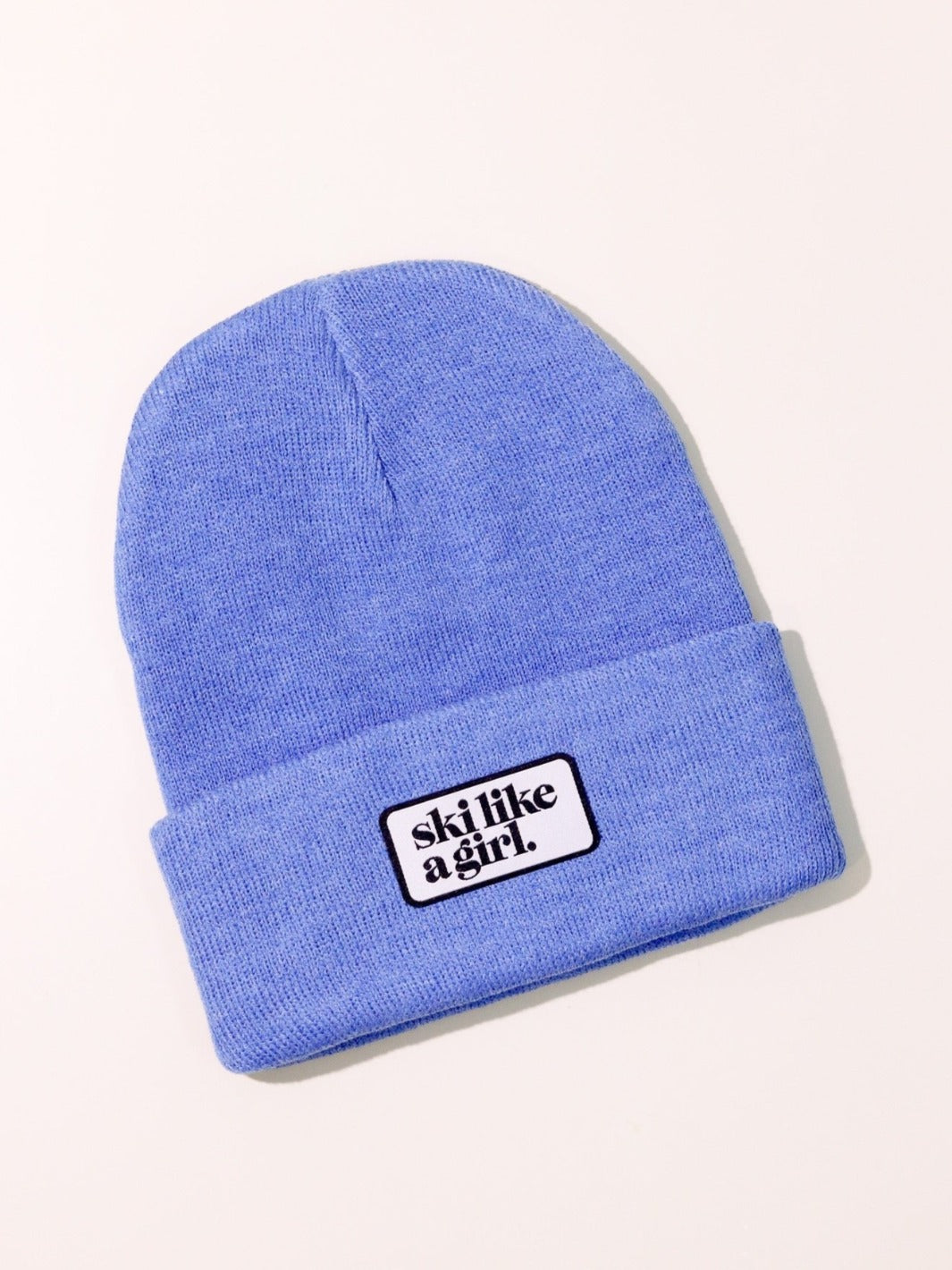 Ski Like a Girl Blue Ribbed Beanie - Heyday