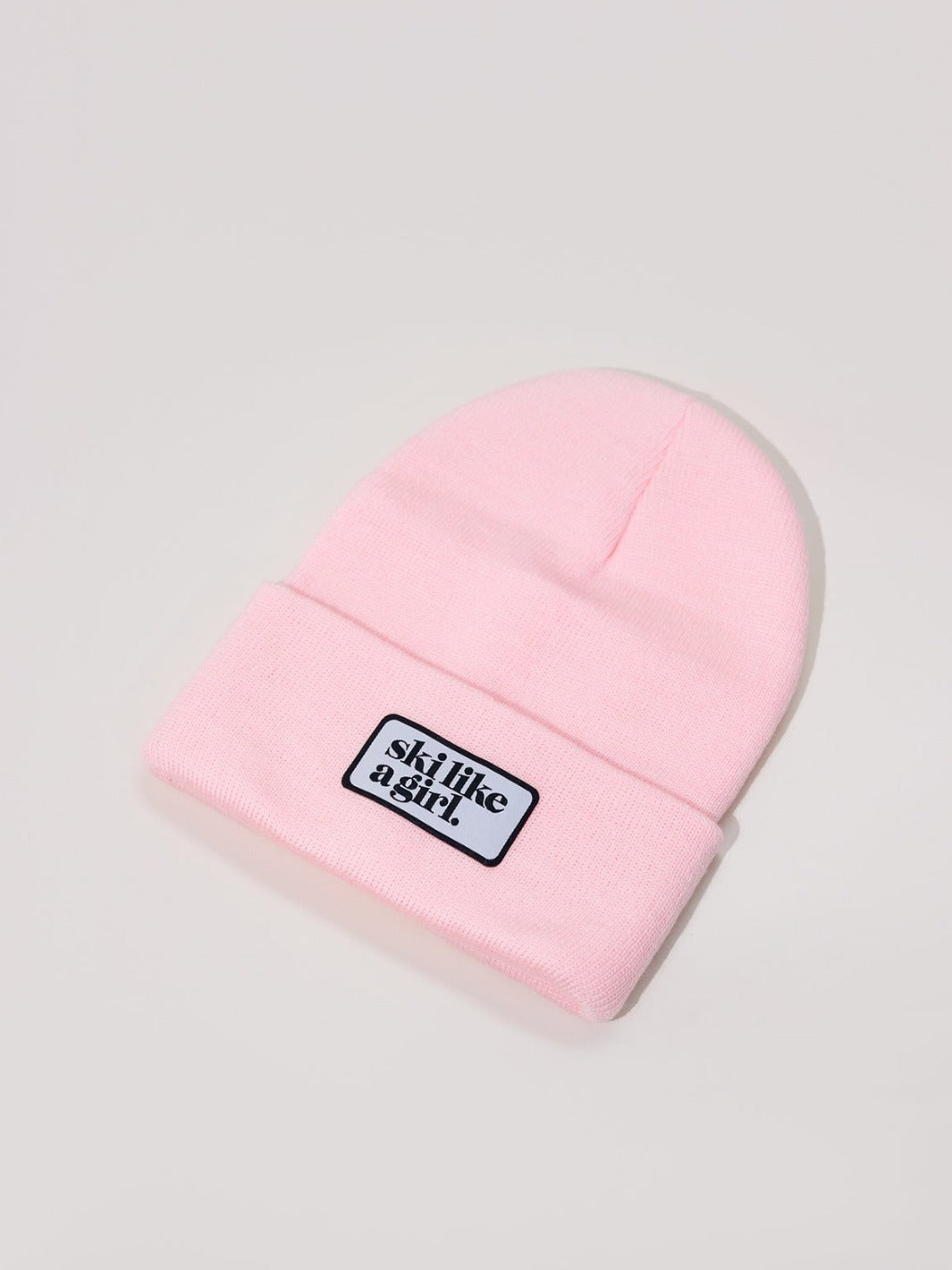 Ski Like a Girl Blush Ribbed Beanie - Heyday