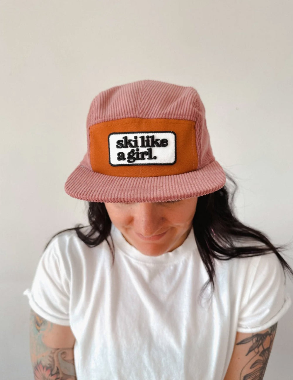 Ski Like a Girl Orange + Pink Corduroy Hat - Heyday