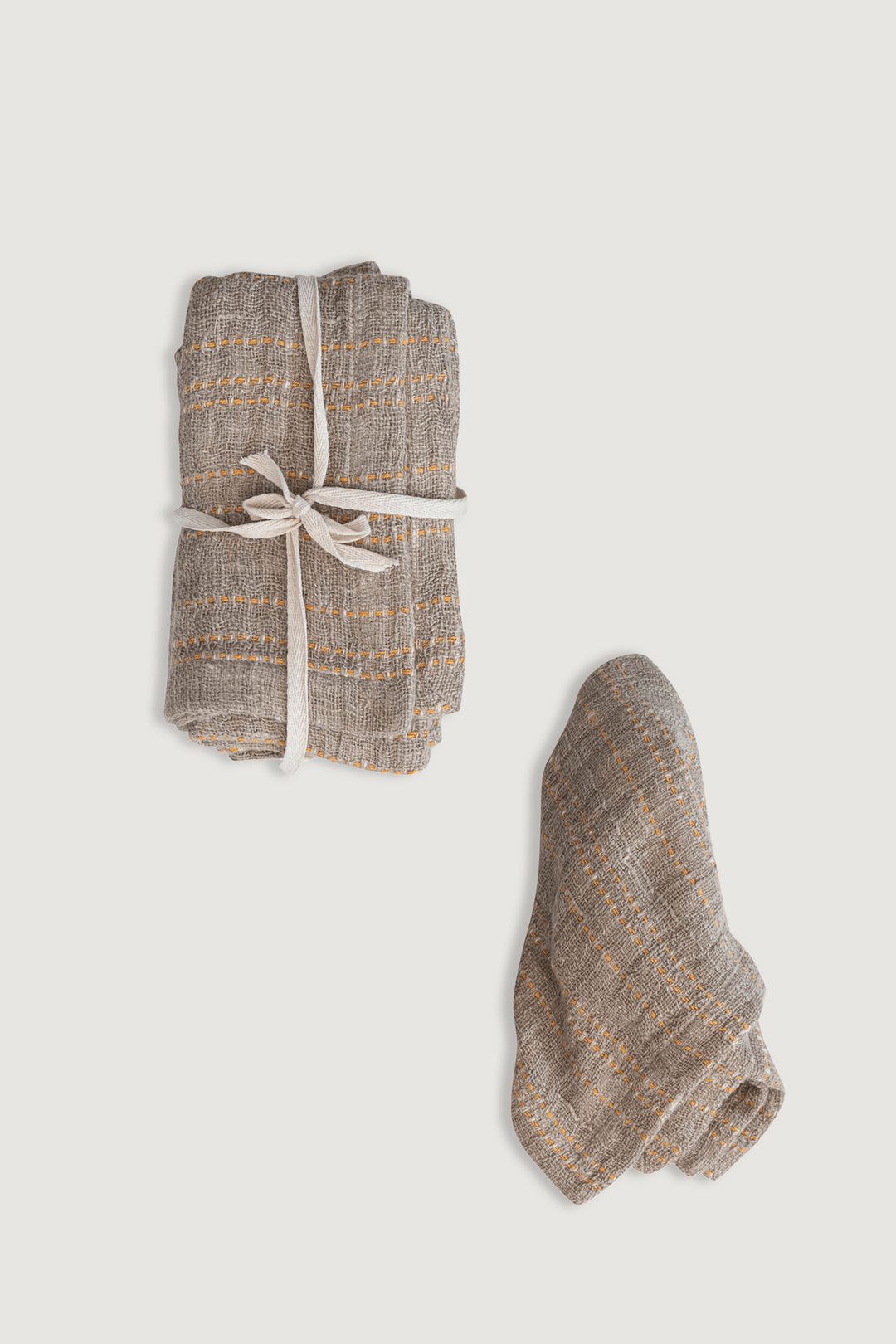 Tan + Pumpkin Linen Napkins Set - Heyday