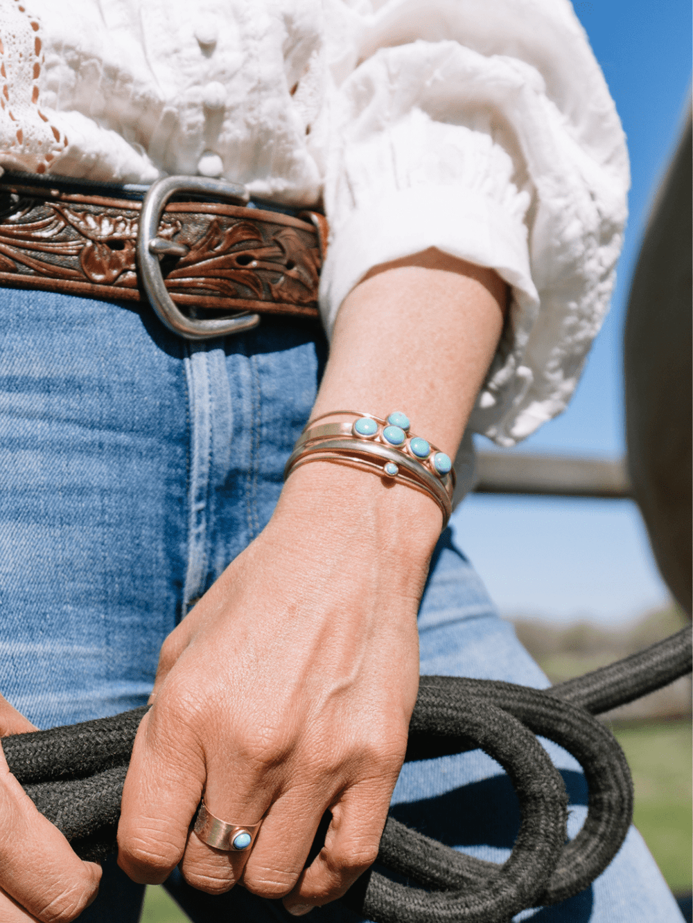 8mm Hyalite Turquoise Stacker Cuff - Heyday