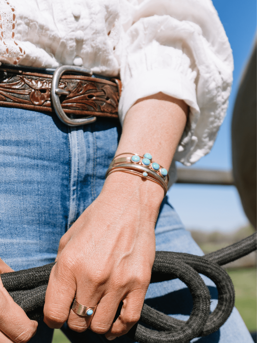 8mm Hyalite Turquoise Stacker Cuff - Heyday