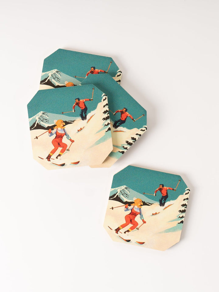 Retro Skiing Coaster Set