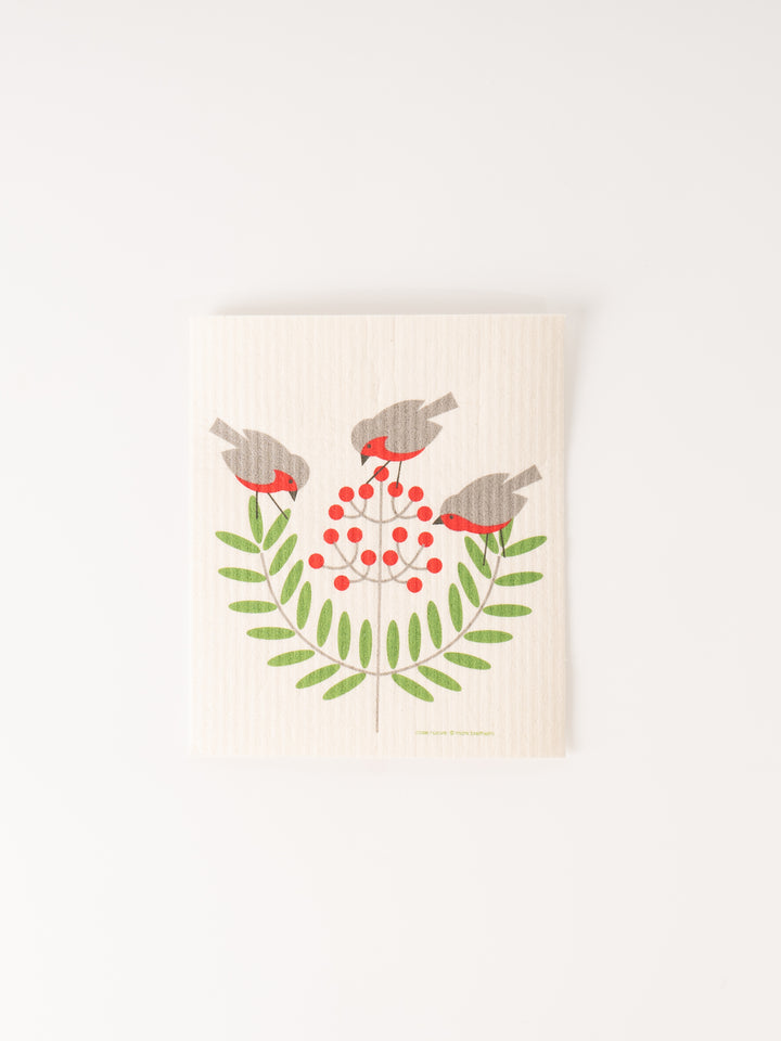 Birds And Berries Swedish Dishcloth