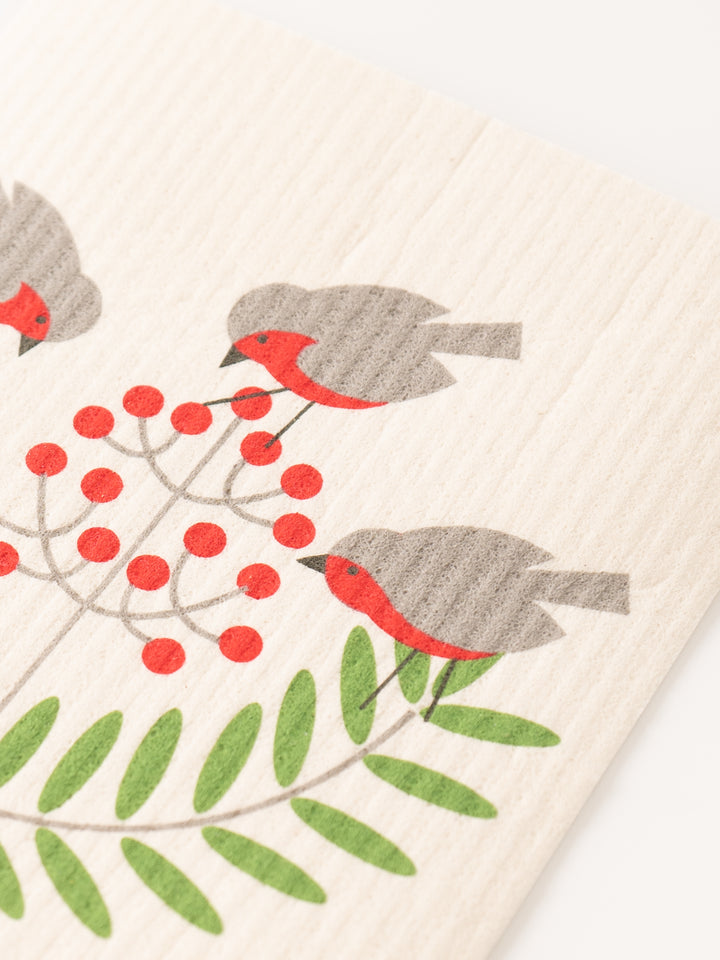 Birds And Berries Swedish Dishcloth