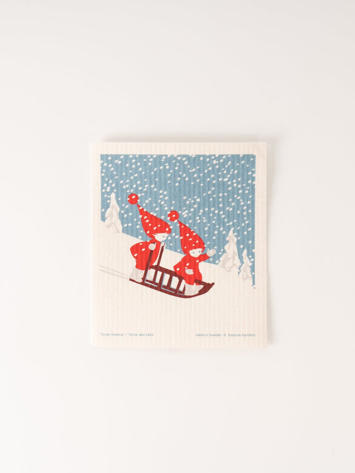 Sledding Swedish Dishcloth