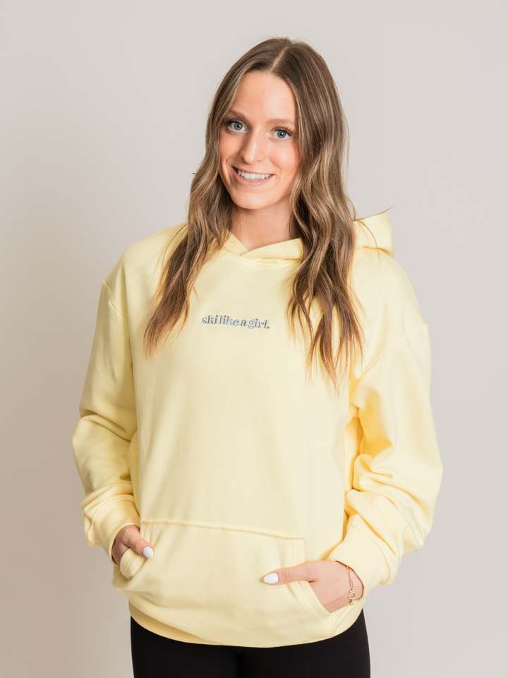Ski Like A Girl Classic Yellow Hoodie