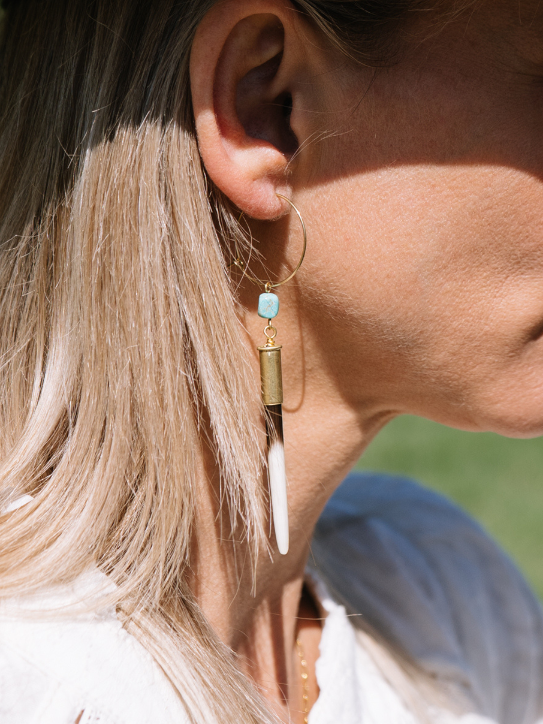 Quill + Turquoise Hoop Earrings