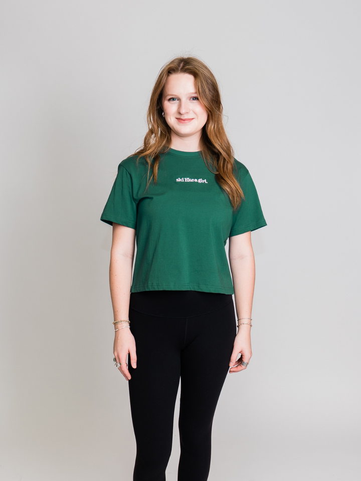 Ski Like A Girl Green Ski Apres Repeat Short Sleeve Tee
